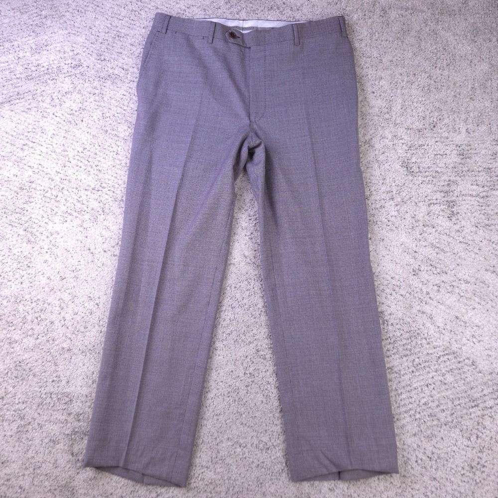Canali Pants Mens 36‎ 26x28 Wool Dress Trousers Brown Micro Pattern Regular EUC